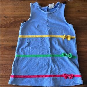 Florence Eiseman Tank Bow Dress Stripe Blue | 4T